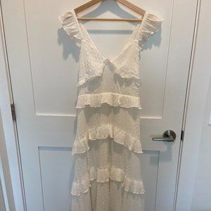 Lush Ruffle Tiered Midi dress, white, size small